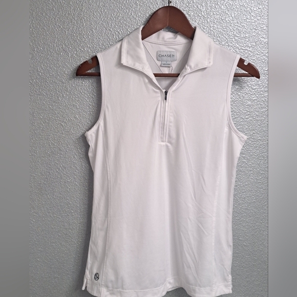 Chase 54 White Sleeveless Zip Up Collared Top  Size S - Picture 1 of 13
